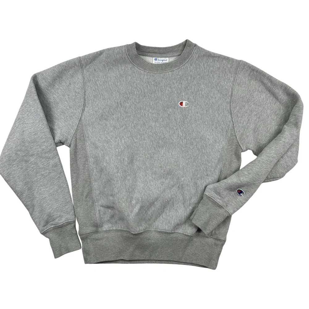Champion Sweatshirt Mens Small Reverse Weave Gray Crewneck Pullover Embroidered